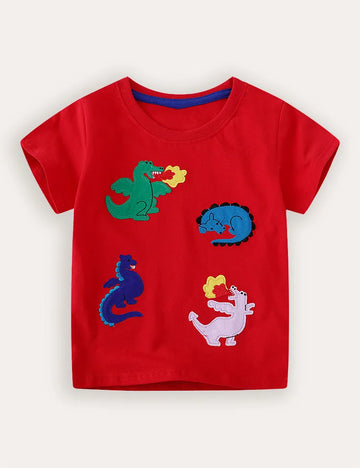 Dinosaur Embroidery Short Sleeve T-shirt
